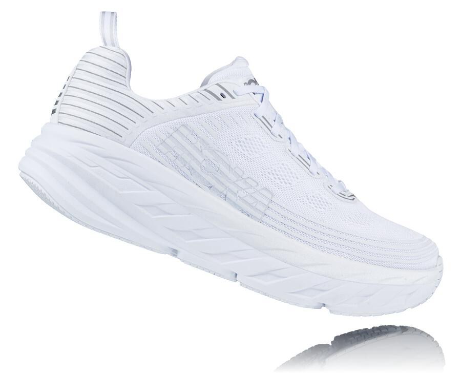 Hoka One One Mens Running Shoes - Bondi 6 - White - KTXN42630